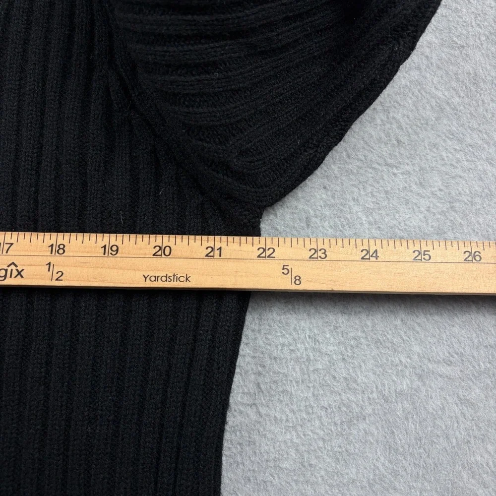 LL Bean Commando Sweater Mens Large Black Merino Lambswool Ribbed Crewneck Heavy